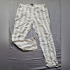 Beige striped linen pants